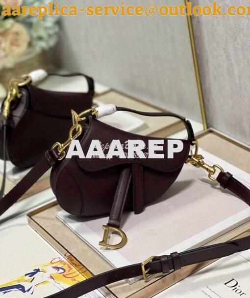 Replica Dior Saddle Bag With Strap Grained Calfskin M0455 Amaranth 3