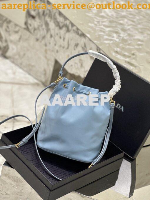 Replica Prada Duet Re-Nylon Bucket shoulder bag 1BH038 Light Blue 11