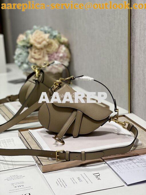 Replica Dior Saddle Bag With Strap Grained Calfskin M0455 Chestnut 2