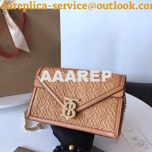 Replica Burberry Small Quilted Monogram TB Envelope Clutch Honey