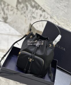 Replica Prada Duet Re-Nylon Bucket shoulder bag 1BH038 Black 2