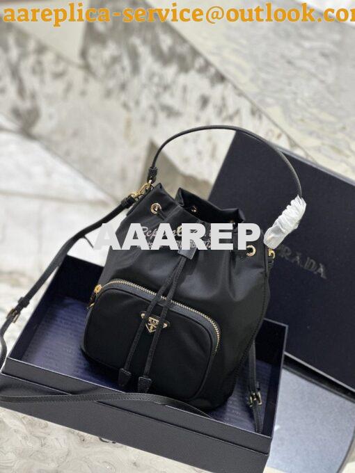 Replica Prada Duet Re-Nylon Bucket shoulder bag 1BH038 Black 2