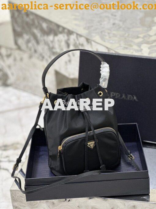 Replica Prada Duet Re-Nylon Bucket shoulder bag 1BH038 Black 3