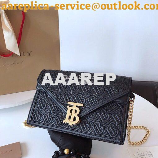 Replica Burberry Small Quilted Monogram TB Envelope Clutch Black