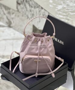 Replica Prada Duet Re-Nylon Bucket shoulder bag 1BH038 Alabaster Pink