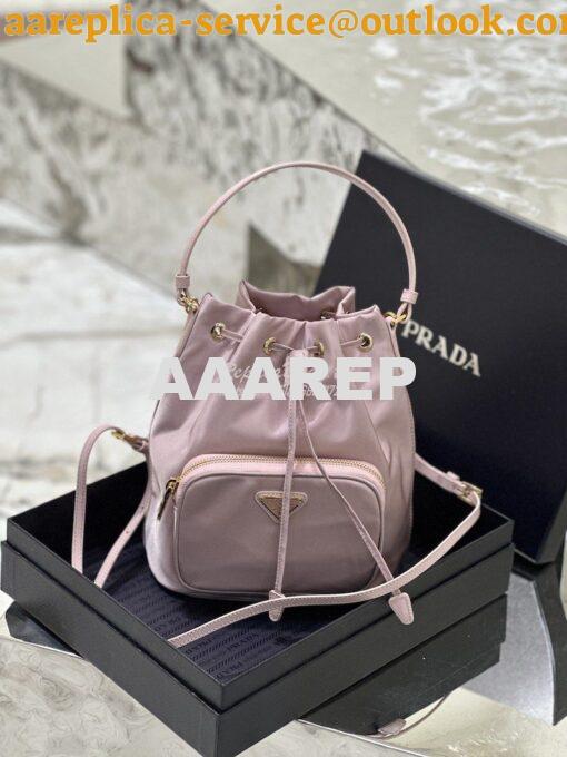 Replica Prada Duet Re-Nylon Bucket shoulder bag 1BH038 Alabaster Pink