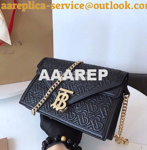 Replica Burberry Small Quilted Monogram TB Envelope Clutch Black 2