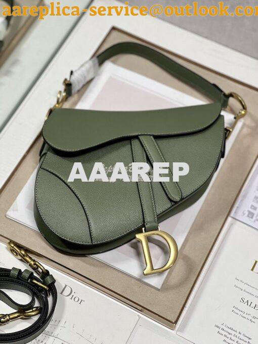 Replica Dior Saddle Bag With Strap Grained Calfskin M0455 Khaki 3