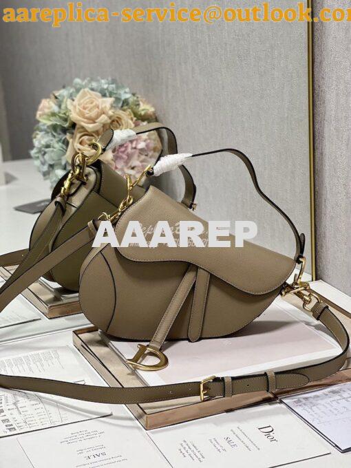 Replica Dior Saddle Bag With Strap Grained Calfskin M0455 Chestnut 11