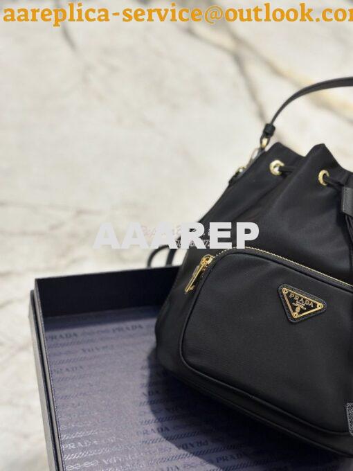 Replica Prada Duet Re-Nylon Bucket shoulder bag 1BH038 Black 6