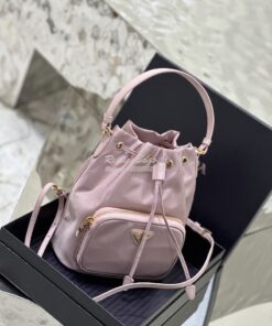 Replica Prada Duet Re-Nylon Bucket shoulder bag 1BH038 Alabaster Pink 2