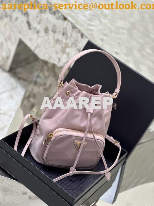 Replica Prada Duet Re-Nylon Bucket shoulder bag 1BH038 Alabaster Pink 2