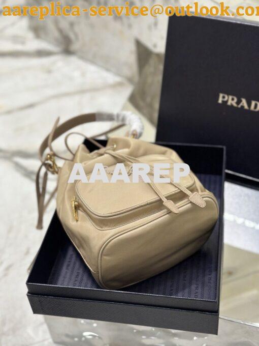 Replica Prada Duet Re-Nylon Bucket shoulder bag 1BH038 Sand Beige 10