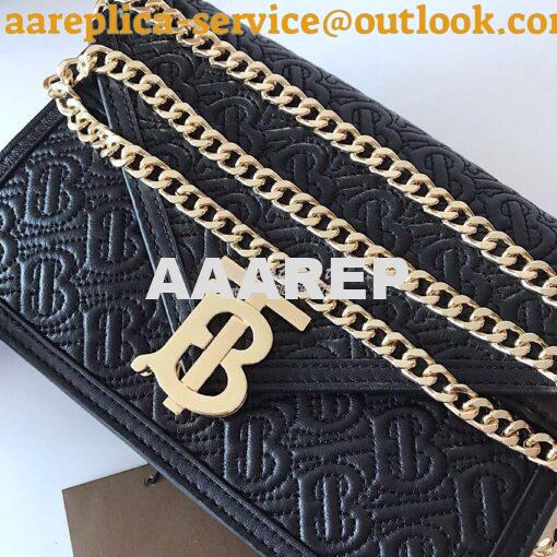 Replica Burberry Small Quilted Monogram TB Envelope Clutch Black 3