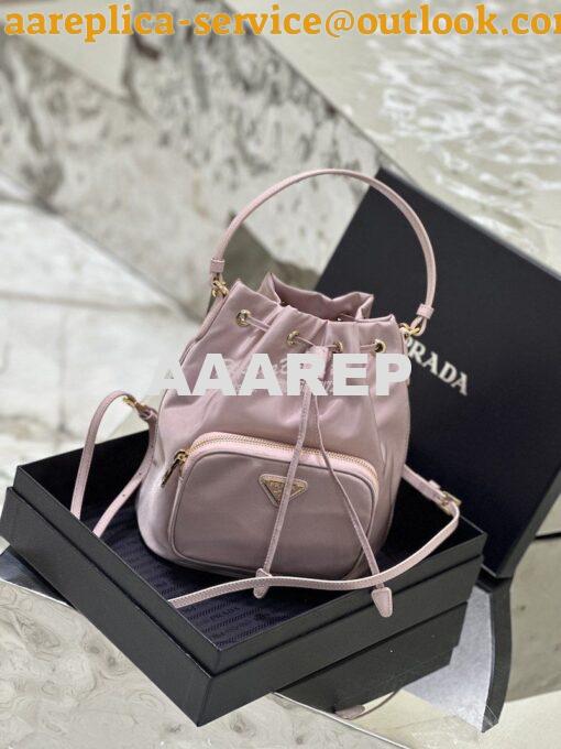 Replica Prada Duet Re-Nylon Bucket shoulder bag 1BH038 Alabaster Pink 3