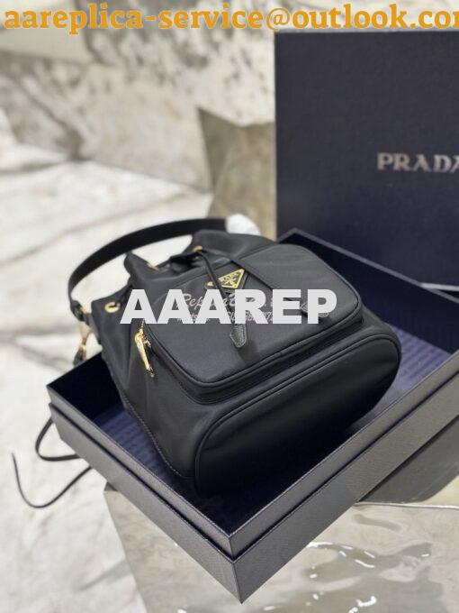 Replica Prada Duet Re-Nylon Bucket shoulder bag 1BH038 Black 8