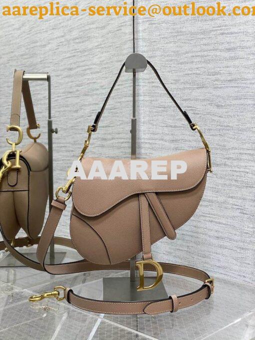 Replica Dior Saddle Bag With Strap Grained Calfskin M0455 Warm Taupe