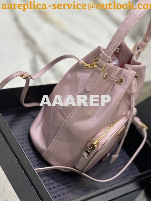 Replica Prada Duet Re-Nylon Bucket shoulder bag 1BH038 Alabaster Pink 4