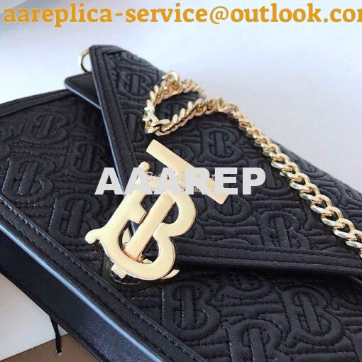 Replica Burberry Small Quilted Monogram TB Envelope Clutch Black 4