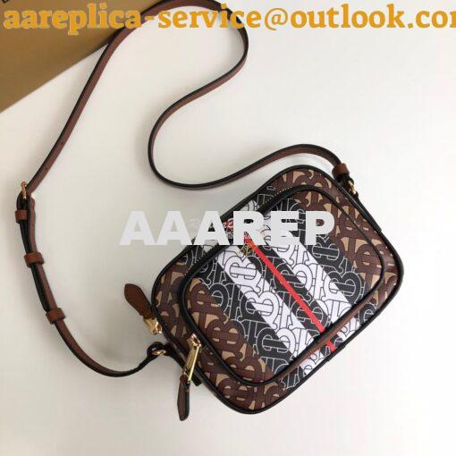 Replica Burberry Monogram Stripe E-canvas Camera Bag 80183621 Bridle b