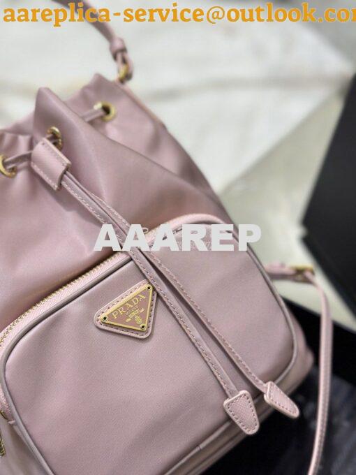 Replica Prada Duet Re-Nylon Bucket shoulder bag 1BH038 Alabaster Pink 5