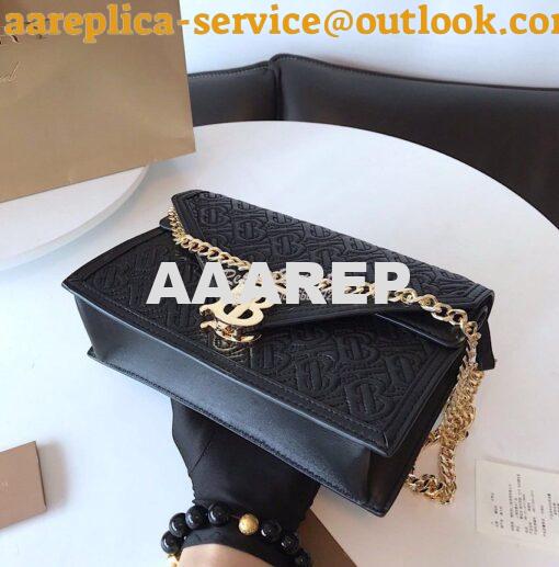 Replica Burberry Small Quilted Monogram TB Envelope Clutch Black 5