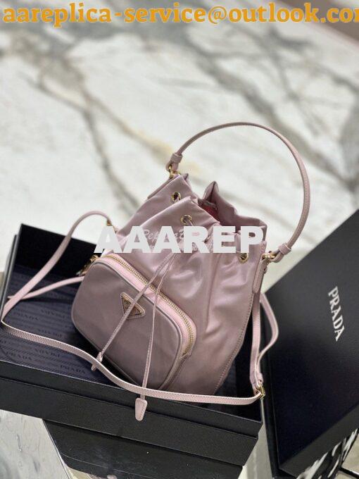 Replica Prada Duet Re-Nylon Bucket shoulder bag 1BH038 Alabaster Pink 6