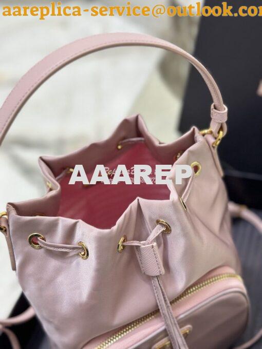 Replica Prada Duet Re-Nylon Bucket shoulder bag 1BH038 Alabaster Pink 7