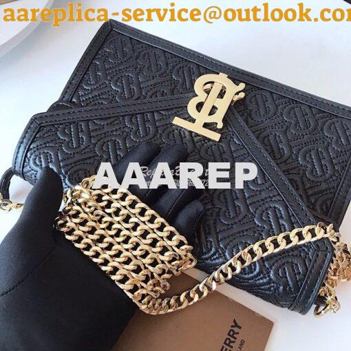 Replica Burberry Small Quilted Monogram TB Envelope Clutch Black 6