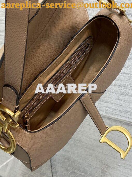 Replica Dior Saddle Bag With Strap Grained Calfskin M0455 Warm Taupe 6