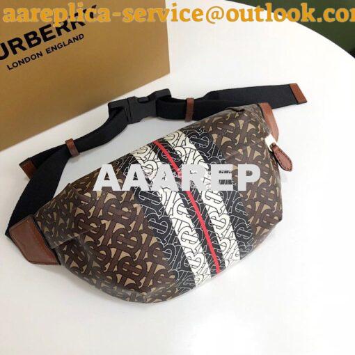 Replica Burberry Medium Monogram Stripe E-canvas Bum Bag 80172122 Brow