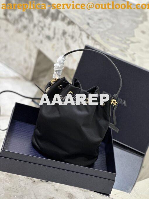 Replica Prada Duet Re-Nylon Bucket shoulder bag 1BH038 Black 12