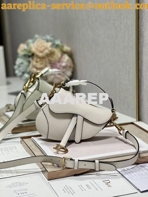 Replica Dior Saddle Bag With Strap Grained Calfskin M0455 Latte 2