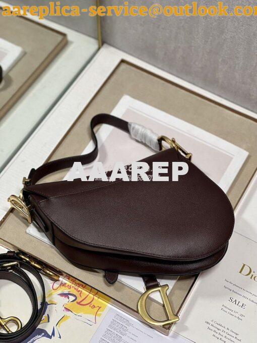 Replica Dior Saddle Bag With Strap Grained Calfskin M0455 Amaranth 18