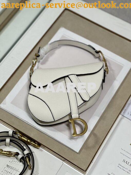 Replica Dior Saddle Bag With Strap Grained Calfskin M0455 Latte 3