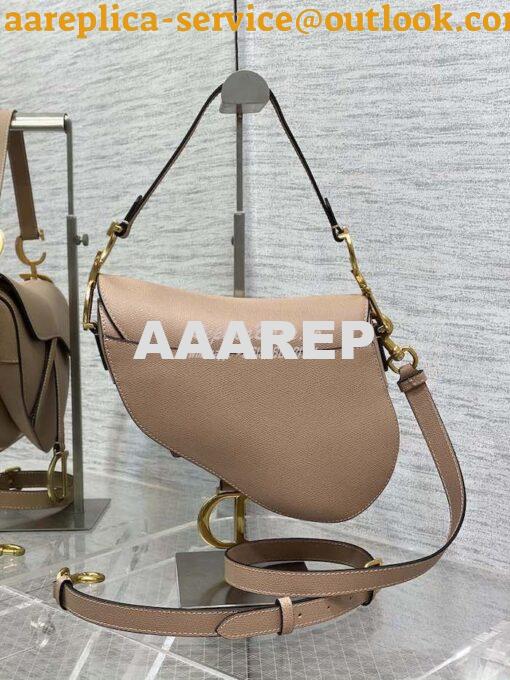 Replica Dior Saddle Bag With Strap Grained Calfskin M0455 Warm Taupe 9