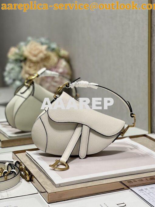 Replica Dior Saddle Bag With Strap Grained Calfskin M0455 Latte 4