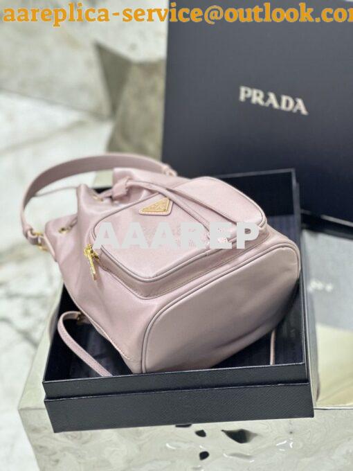 Replica Prada Duet Re-Nylon Bucket shoulder bag 1BH038 Alabaster Pink 11