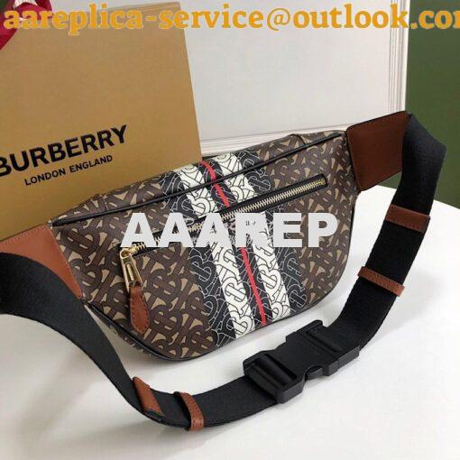 Replica Burberry Medium Monogram Stripe E-canvas Bum Bag 80172122 Brow 3