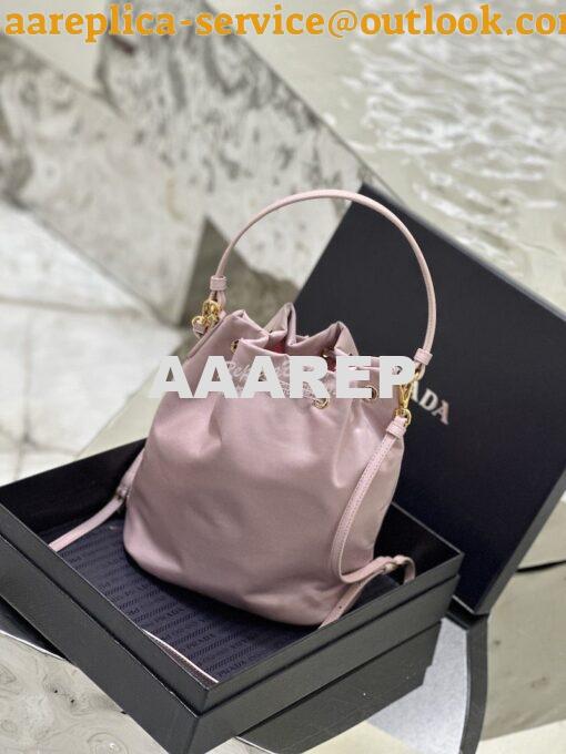 Replica Prada Duet Re-Nylon Bucket shoulder bag 1BH038 Alabaster Pink 12