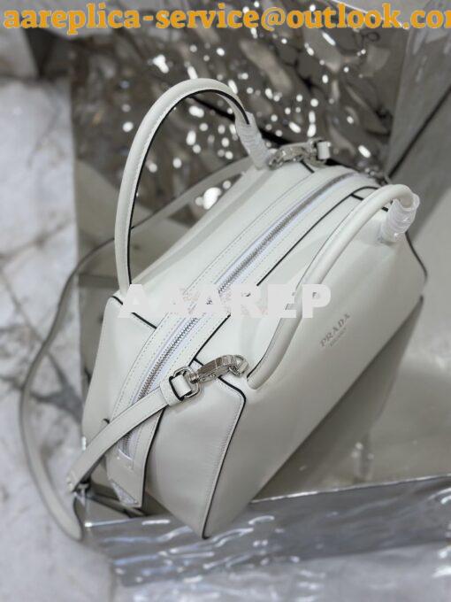 Replica Prada Medium Leather Supernova Handbag 1BA365 White 5