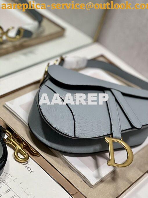 Replica Dior Saddle Bag With Strap Grained Calfskin M0455 Cloud Blue 5