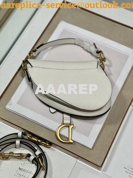 Replica Dior Saddle Bag With Strap Grained Calfskin M0455 Latte 8