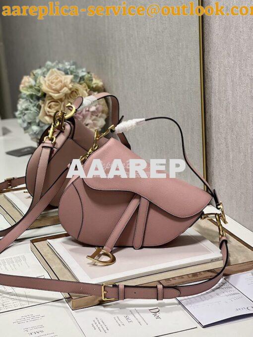 Replica Dior Saddle Bag With Strap Grained Calfskin M0455 Antique Pink