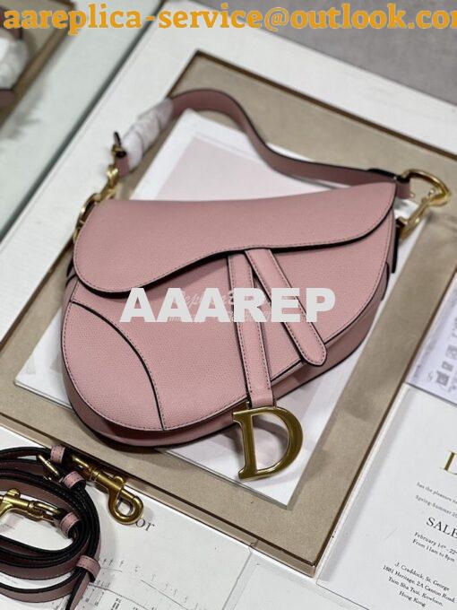 Replica Dior Saddle Bag With Strap Grained Calfskin M0455 Antique Pink 3