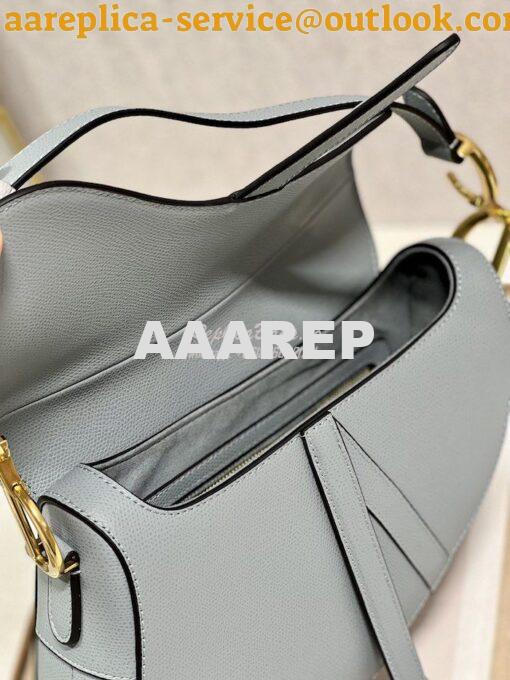 Replica Dior Saddle Bag With Strap Grained Calfskin M0455 Cloud Blue 9