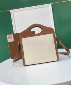 Replica Burberry Mini Two-tone Canvas and Leather Pocket Bag 80146151 2