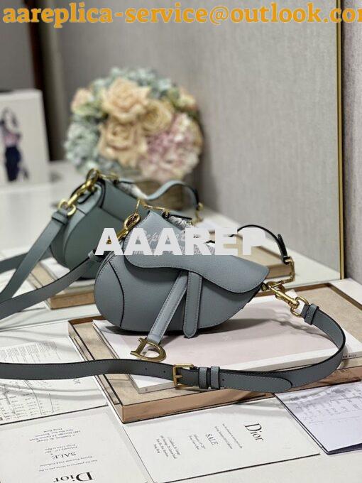 Replica Dior Saddle Bag With Strap Grained Calfskin M0455 Cloud Blue 10