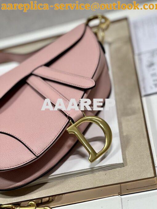 Replica Dior Saddle Bag With Strap Grained Calfskin M0455 Antique Pink 5