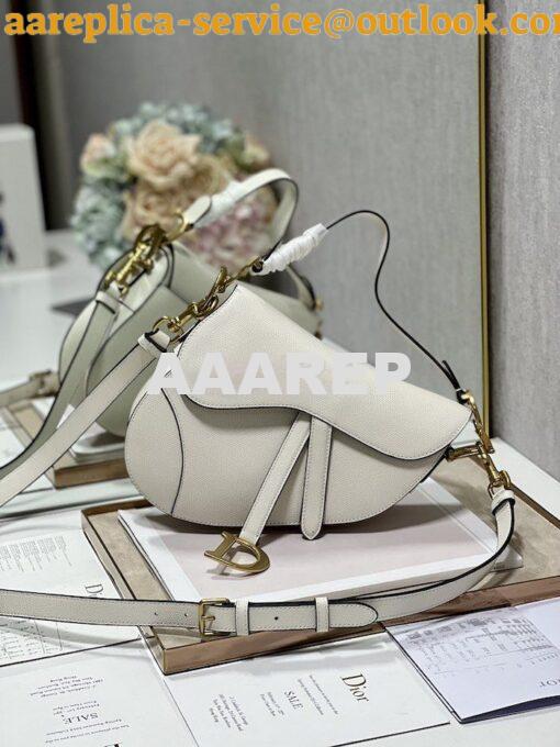 Replica Dior Saddle Bag With Strap Grained Calfskin M0455 Latte 11